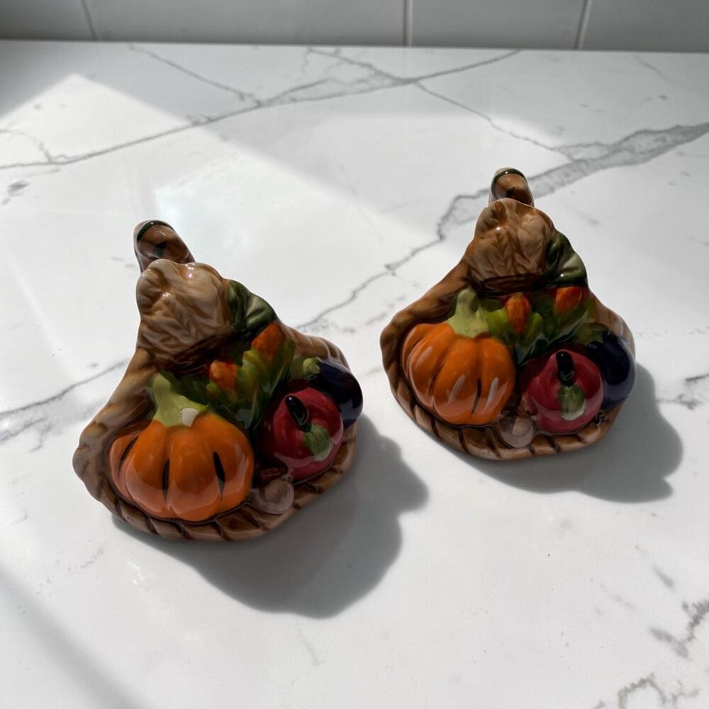 Blue Sky Cornucopia Salt and Pepper Shakers Signed Arthur Goldminc